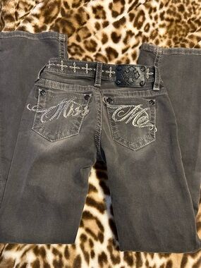 Miss Me Women's Embellished Gray low rise Bootcut Jeans